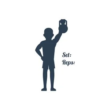 Athlete Pulled up his Left Arm with Kettlebell Illustrazione stock