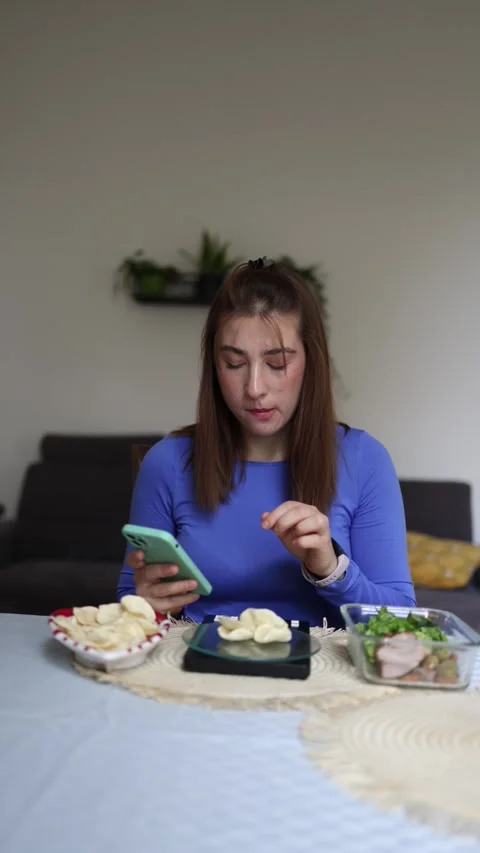 Athlete refuses chips after counting calories Stock Footage 339854905