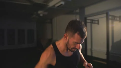 The athlete is resting after a workout Stock Footage 91154131