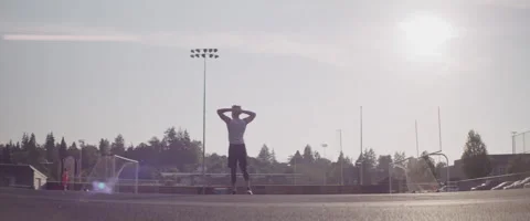 Athlete Rests With Arms up On Head Stock Footage 208711265