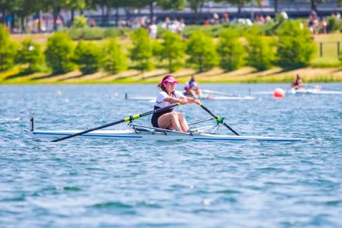 Athlete on a rowing competition Foto stock