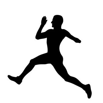 Athlete runner with amputated arm running black silhouette on white backgroun Stock-Illustration