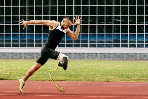 Athlete runner physically disabled Stock Photos