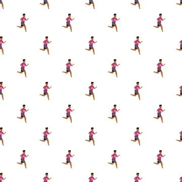 Athlete running exercising seamless repeating pattern background 스톡 일러스트