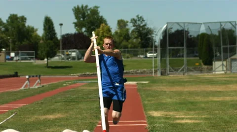 Athlete running in pole vault, super slow motion Stock-Footage 62344381
