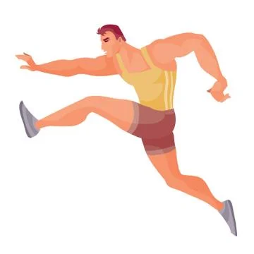 Athlete runs fast in strides at competitions trying to run first, isolated Stock Illustration
