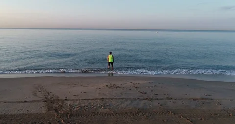 Athlete on the seashore Stock Footage 101098235