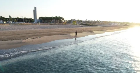 Athlete on the seashore Stock Footage 101098570