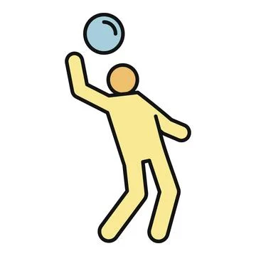 Athlete serving volleyball flat outline activity icon Stock Illustration