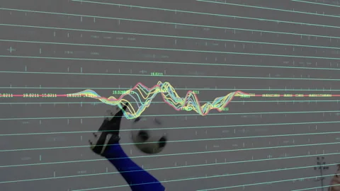 Athlete shifting weight as graph peaks and ball entering executing bicycle kick Stock Footage 310330575