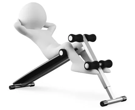 Athlete in a sit-ups bench front view Stock Illustration