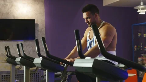 Athlete on the Sport Simulator Stock Footage 75346655