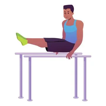 Athlete in sportswear does pull up exercise, vector flat sportsman doing Stock Illustration