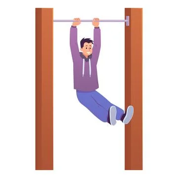 Athlete in sportswear does pull up exercise on sport ground, vector sportsman Stock Illustration
