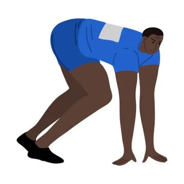 Athlete sprinter man getting ready to run on low start. Vector illustration in Stock Illustration