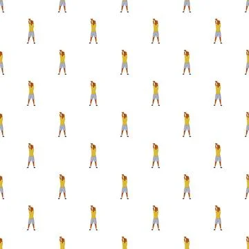 Athlete stretching and warming up seamless pattern Stock Illustration