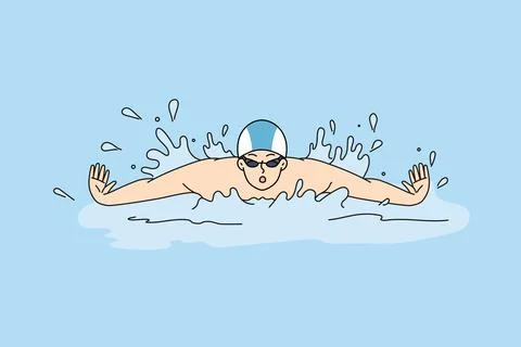 Athlete swimming in pool Illustrazione stock