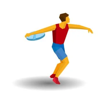 Athlete throwing the discus in the form of tablet 스톡 일러스트