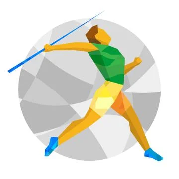 Athlete throwing the javelin with abstract patterns Stock Illustration