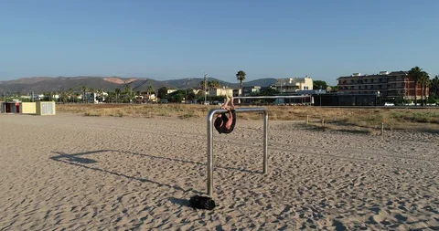 Athlete training on the beach Stock Footage 101099221