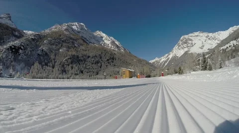 Athlete training - cross country skiing Stock Footage