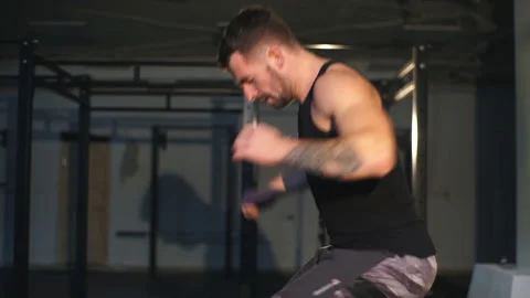 Athlete training in a gym - Functional training workout Stock Footage 91153540