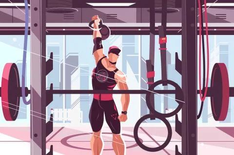 Athlete training in gym Stock Illustration