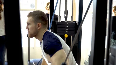 An athlete trains in a simulator, simulator crossover Stock Footage 85952910