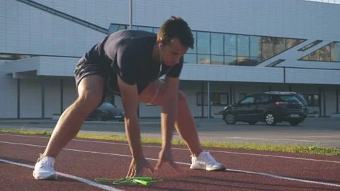 The athlete warms up before classes on simulators Stock Footage 118874098