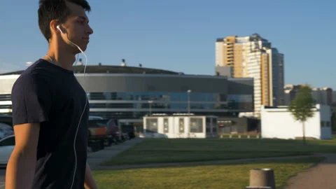 The athlete warms up before classes on simulators Stock Footage 122847145