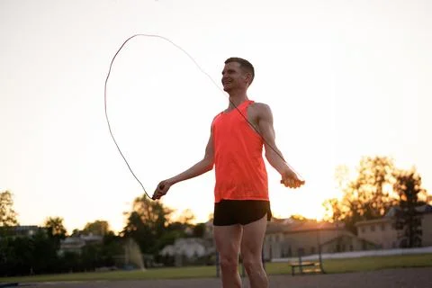An athlete warms up before a marathonimage 스톡 사진