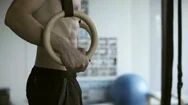 Athlete Working Out With Gymnastic Rings Stock Footage