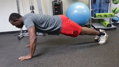 Athlete Workout Pushups in Private Gym Stock Footage 71036049