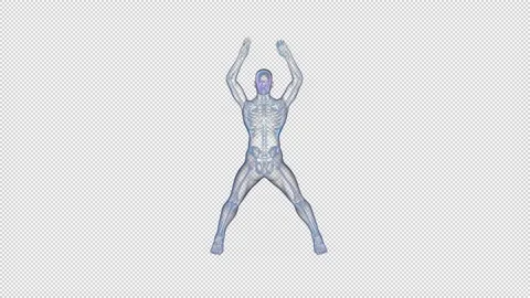 Athlete X-Ray Exercising Jumping Jacks, Seamless Loop, Alpha Channel Stock Footage 157586385
