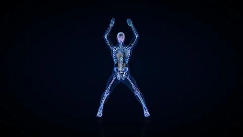 Athlete X-Ray Exercising Jumping Jacks, Seamless Loop Stock Footage 159936367