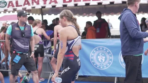 Athletes after the finish Stock Footage 219308711