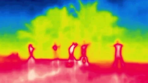 Athletes do group exercises infrared Stock Footage 325977385
