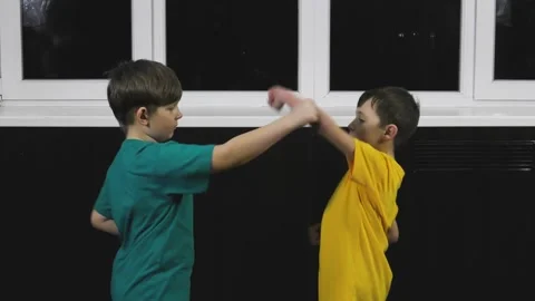 Athletes do punches and blocks with their hands in pairs Video stock 151776702