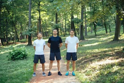 Athletes in forest Stock Photos