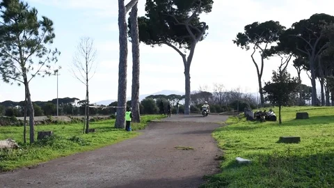 Athletes participating at the "corri per la befana"  passing in The Parco deg Stock Footage 84166757