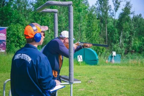 Athletes shoot at targets Foto stock