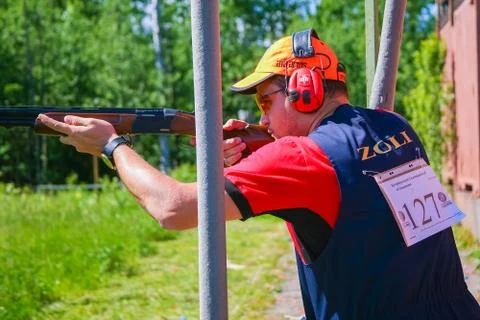 Athletes shoot at targets Stock Photos