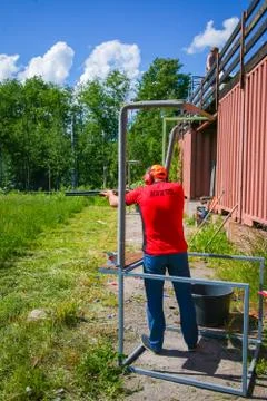 Athletes shoot at targets Foto stock