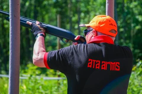 Athletes shoot at targets Stock Photos