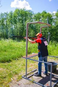 Athletes shoot at targets Stock Photos