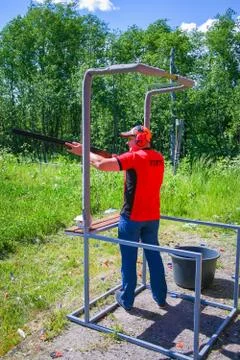 Athletes shoot at targets Stock Photos