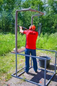 Athletes shoot at targets Stock Photos