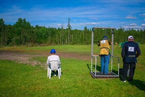 Athletes shoot at targets Stock Photos