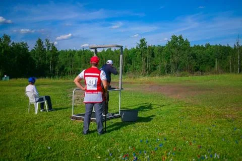 Athletes shoot at targets Stock Photos
