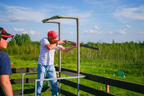 Athletes shoot at targets Stock Photos